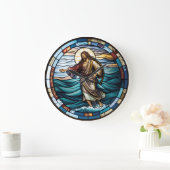 Glas in lood Jezus loopt op de waterontwerpklok Grote Klok (Huis)