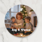 Glas in lood Joy & Peace Kerstfoto Bedankjes Labels (Achterkant)