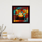 Glas in lood kaarsen MIxed Media Painting Art Poster (Keuken)