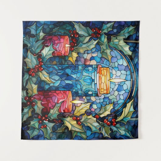 Glas in lood Kaarsen Tapestry Wandkleed (Voorkant (horizontaal))