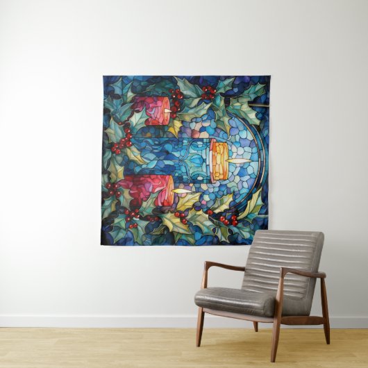 Glas in lood Kaarsen Tapestry Wandkleed (In Situ (horizontaal))