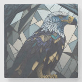 Glas in lood kale adelaar illustratie stenen onderzetter (Voorkant)