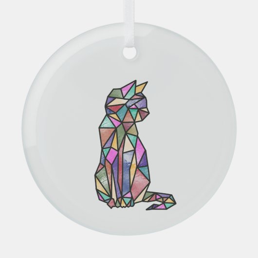 Glas in lood kat glas ornament (Voorkant)