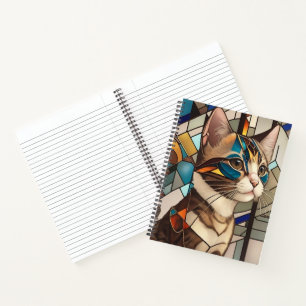 Glas-in-lood kat illustratie notitieboek