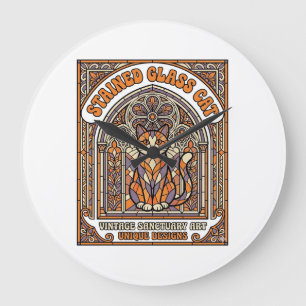 Glas-in-lood Kat Kat Glas-in-lood Kerk Vintage Grote Klok