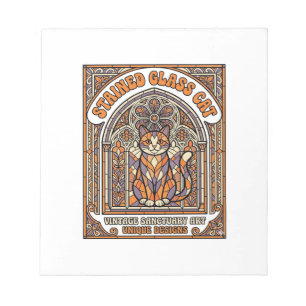 Glas-in-lood Kat Kat Glas-in-lood Kerk Vintage Notitieblok