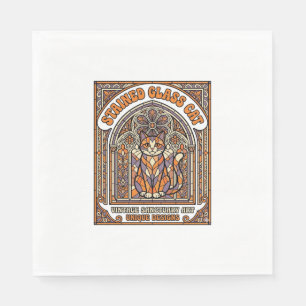 Glas-in-lood Kat Kat Glas-in-lood Kerk Vintage Servet