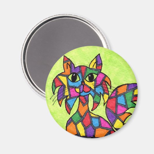 Glas in lood Kat Magneet (Voorkant / Achterkant)