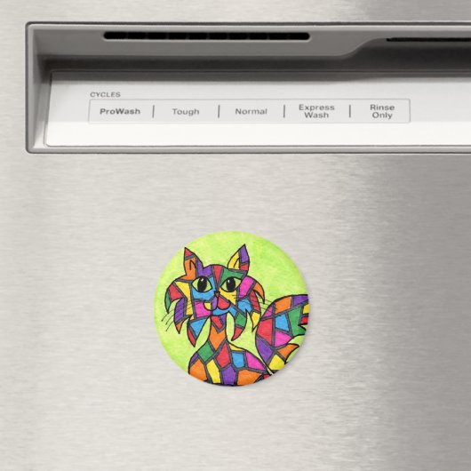 Glas in lood Kat Magneet (Insitu (Vaatwasser))