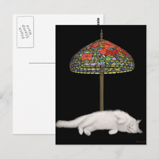 Glas in lood Kat Zonnelichtlamp Briefkaart (Voorkant / Achterkant)