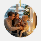 Glas in lood Kathedraal Raam Kerstfoto Keramisch Ornament (Achterkant)