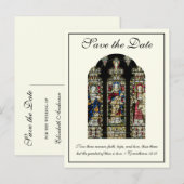 Glas in lood katholieke bruiloft Bewaar datum Aankondigingskaart (Voorkant / Achterkant)