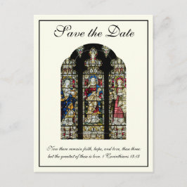 Glas in lood katholieke bruiloft Bewaar datum Aankondigingskaart