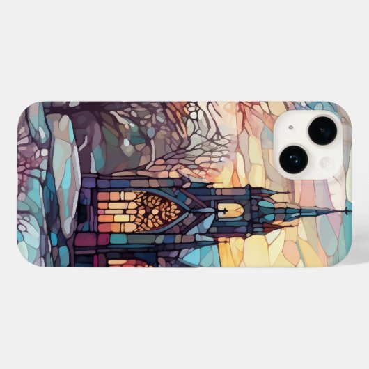 Glas in lood kerk iPhone 14 Barely There Hoesje (Achterkant (horizontaal))