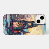 Glas in lood Kerk iPhone 14 Slim Fit Hoesje (Achterkant horizontaal)