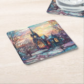 Glas in lood Kerk Papier Onderzetter (Schuin)