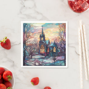 Glas in lood Kerk Papieren servetten
