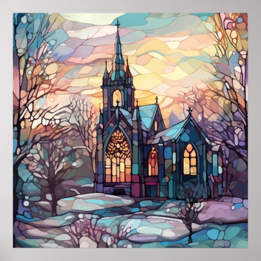 Glas in lood Kerk Poster (Voorkant)