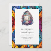 Glas in lood kerk raam bruiloft kaart (Voorkant)