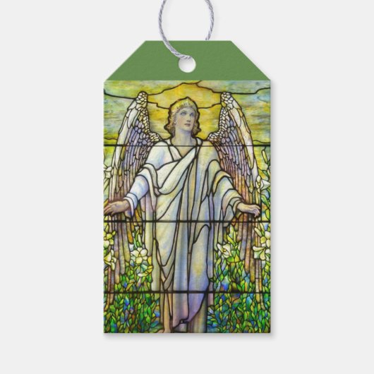 Glas in lood Kerk Raam Opstanding Engel Cadeaulabel (Voorkant)