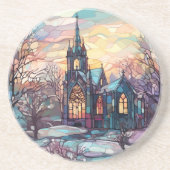 Glas in lood Kerk Sandstone Onderzetter (Voorkant)