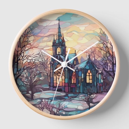 Glas in lood Kerk Wandklok (Voorkant)