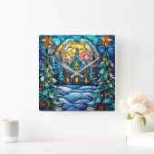 Glas in lood Kerk Wandklok (Huis)