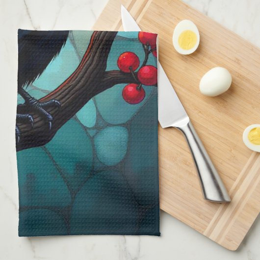 Glas in lood Kersenboom Ravens-Crows Theedoek (Quarter Fold)