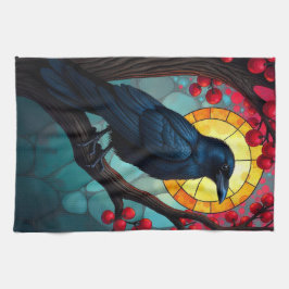 Glas in lood Kersenboom Ravens-Crows Theedoek