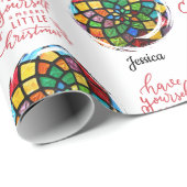 Glas in lood Kerst Aanpasbare Naam Cadeaupapier (Rol Hoek)