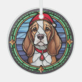 Glas-in-lood Kerst Beagle Glas Ornament (Voorkant)