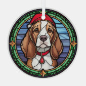 Glas-in-lood Kerst Beagle Glas Ornament (Achterkant)