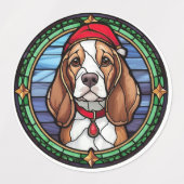 Glas-in-lood Kerst Beagle Labels (Design 1)