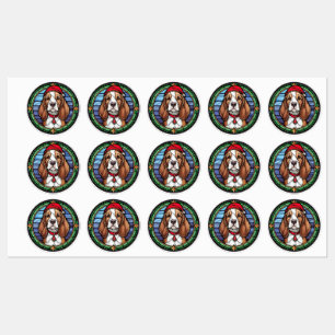 Glas-in-lood Kerst Beagle Labels