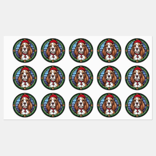 Glas-in-lood Kerst Beagle Labels (Vel)