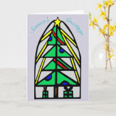 Glas in lood kerst kaart (Gele Bloem)