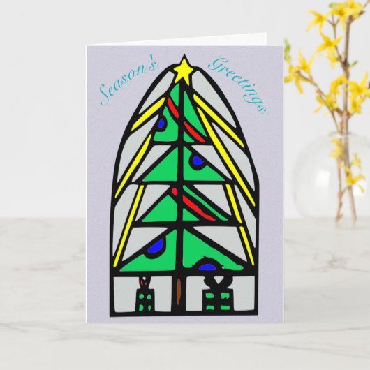 Glas in lood kerst kaart (Gele Bloem)