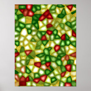 Glas-in-lood kerst mozaïek poster