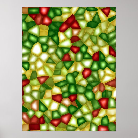 Glas-in-lood kerst mozaïek poster (Voorkant)