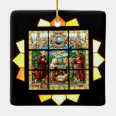Glas in lood kerst Nativiteit Keramisch Ornament (Achterkant)