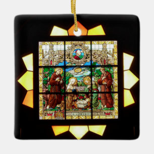 Glas in lood kerst Nativiteit Keramisch Ornament