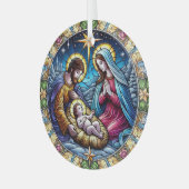 Glas in lood kerst Nativiteit Ornament (Voorkant links)