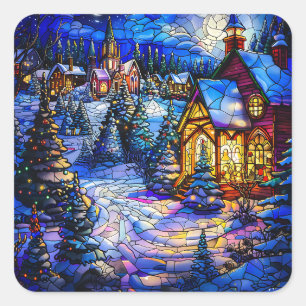 Glas in lood Kerst Plein Stickers