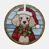Glas-in-lood Kerst Poedel Glas Ornament (Achterkant)