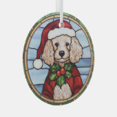Glas-in-lood Kerst Poedel Glas Ornament (Voorkant Rechts)