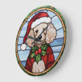 Glas-in-lood Kerst Poedel Grote Klok (Hoek)