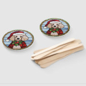 Glas-in-lood Kerst Poedel Handwaaier (Niet-gemonteerd)