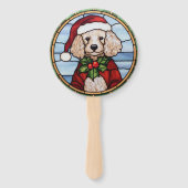 Glas-in-lood Kerst Poedel Handwaaier (Voorkant)