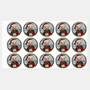 Glas-in-lood Kerst Poedel Labels