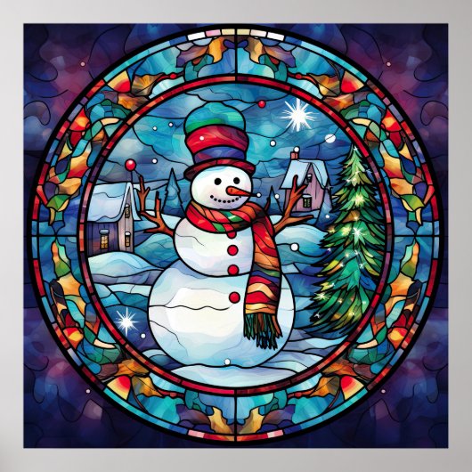 Glas in lood Kerst Poster (Voorkant)